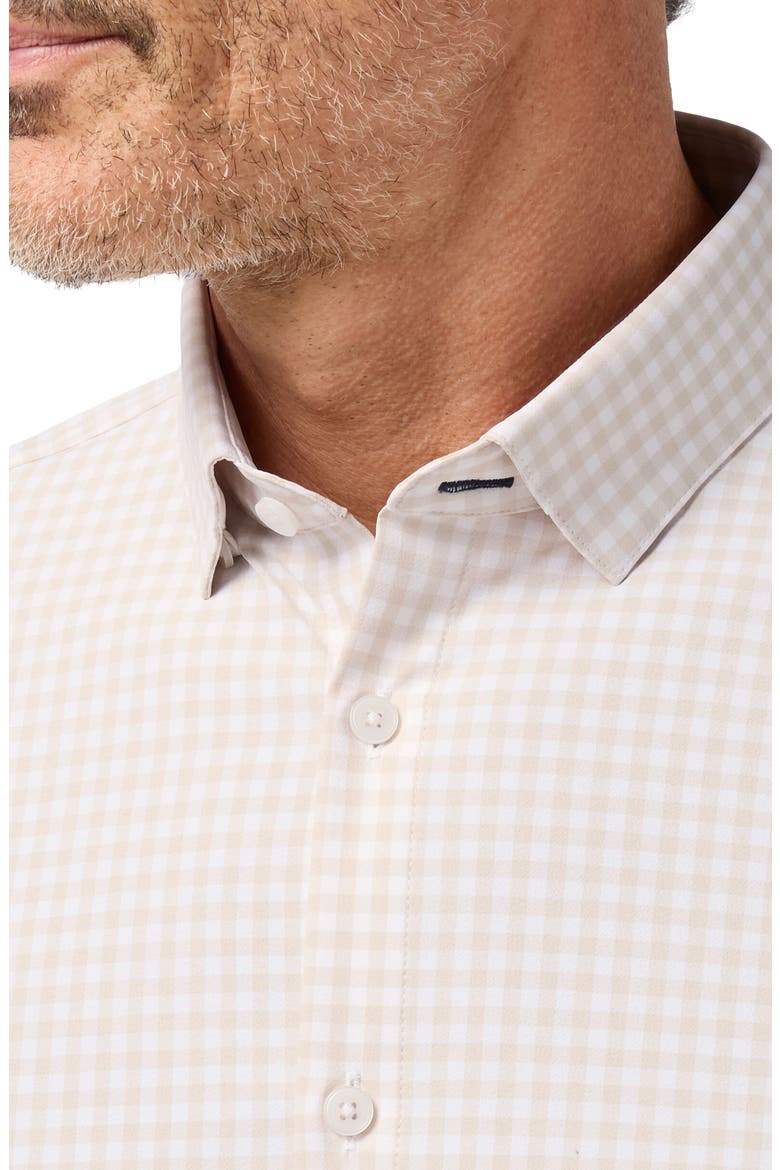 Leeward Trim Fit Sand Crew Gingham No Tuck Button-Up Shirt, Alternate, color, SAND DOLLAR CREW GINGHAM