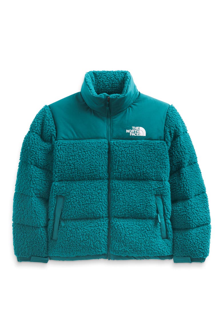 High Pile Fleece Nuptse Jacket, Alternate, color, HARBOR BLUE