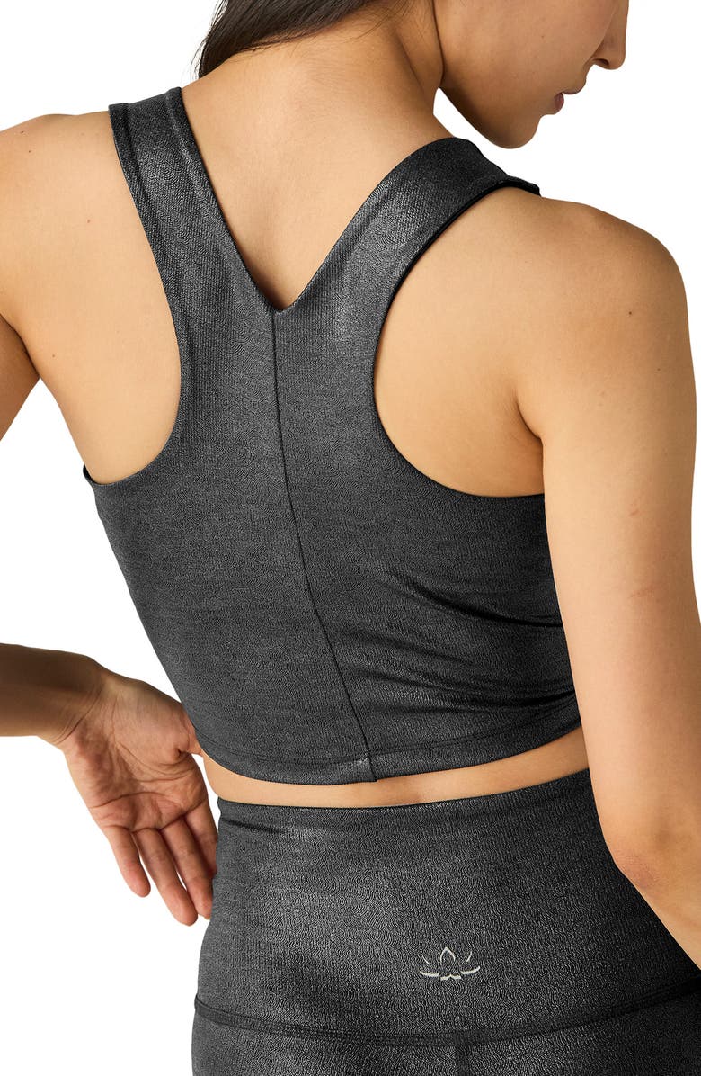 Beyond Yoga Glow On Rib Crop Tank, Alternate, color, Black Foil