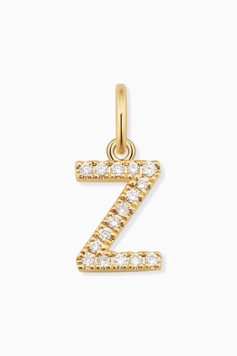 14K Gold My Letter Diamond Pendant Charm