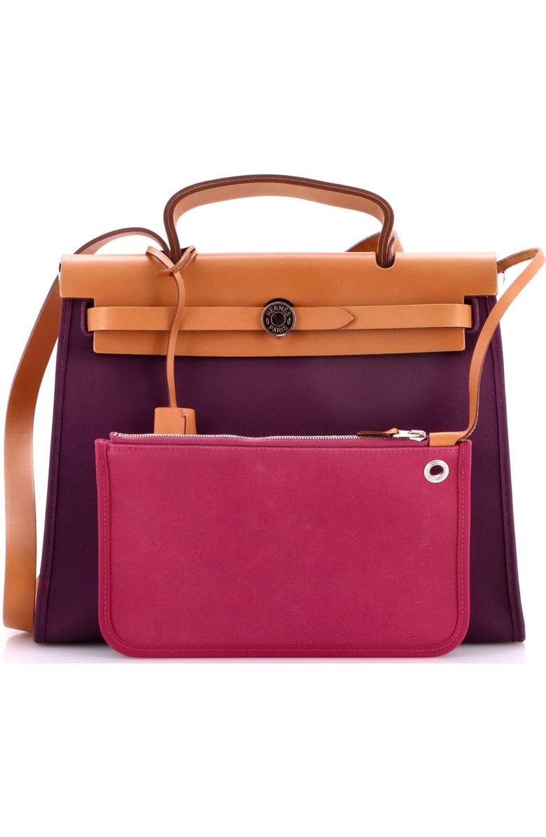 Pre-Owned Hermes Herbag Zip Leather and Toile 31, Alternate, color, Cassis