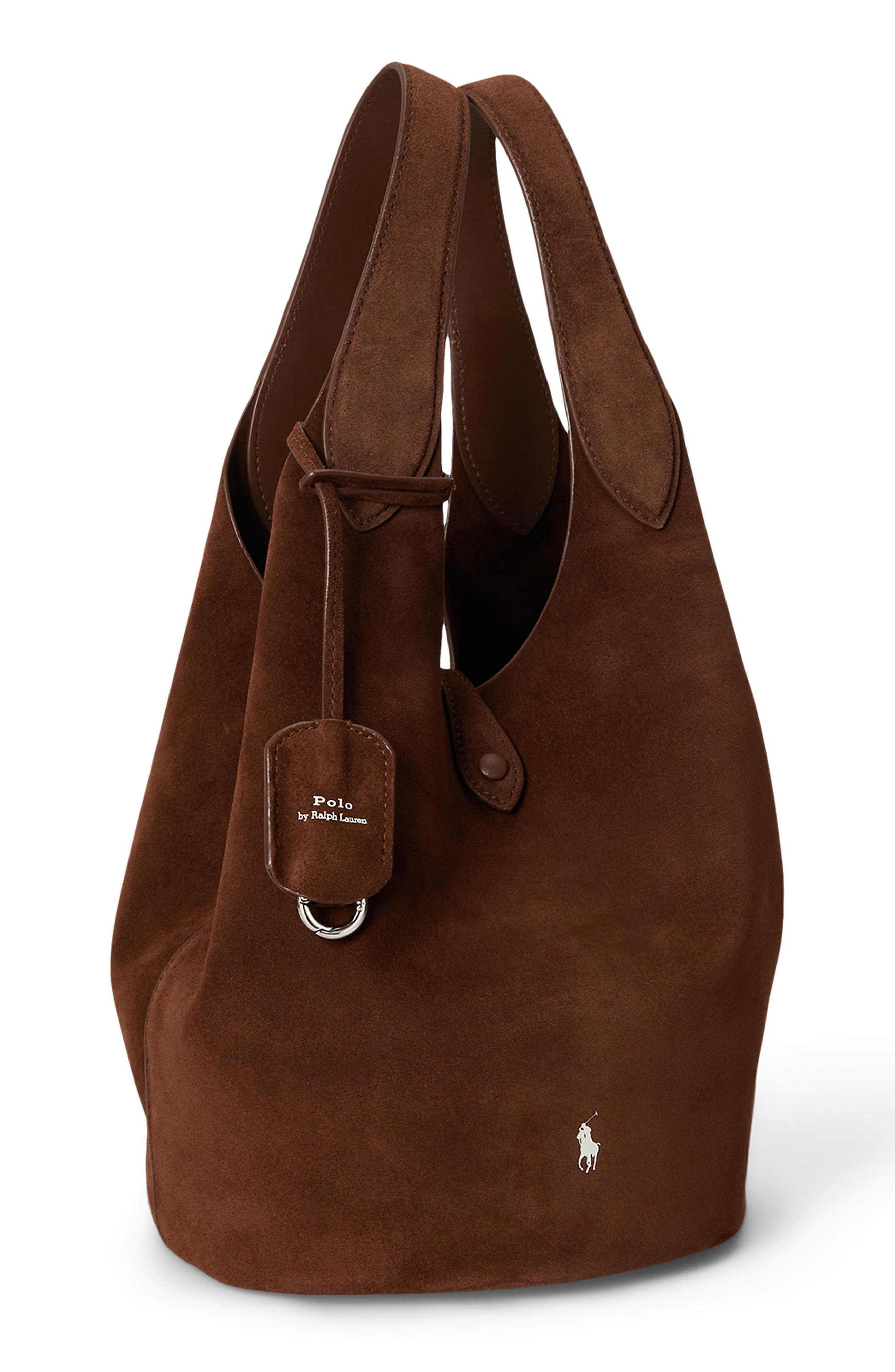 Medium Polo Play Suede Crossbody Tote, Alternate, color, BROWN