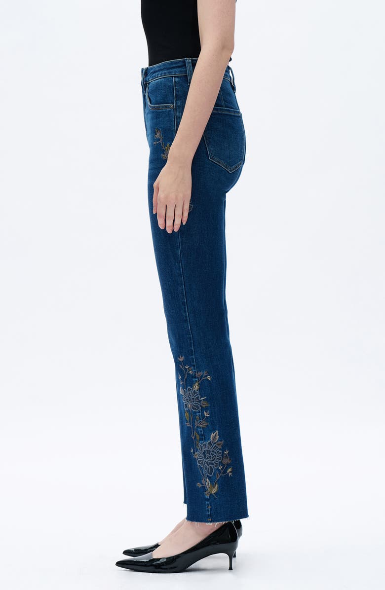 Bayeas Embroidered Raw Hem High Waist Flare Jeans, Alternate, color,
