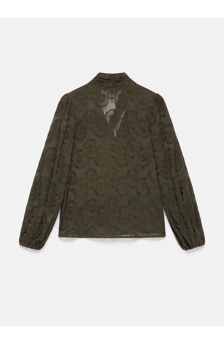 MINT VELVET Floral Tie Neck Blouse, Alternate, color, Khaki