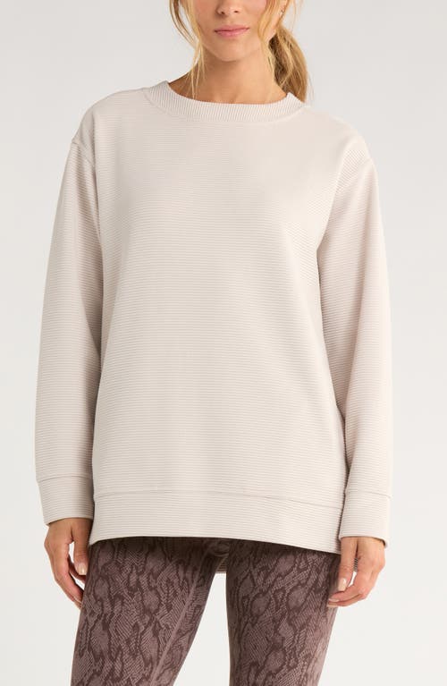 Zella Kick Back Ottoman Knit Sweatshirt In White
