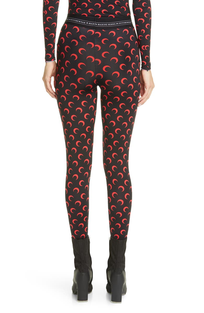 Marine Serre Crescent Print Jersey Leggings, Alternate, color,