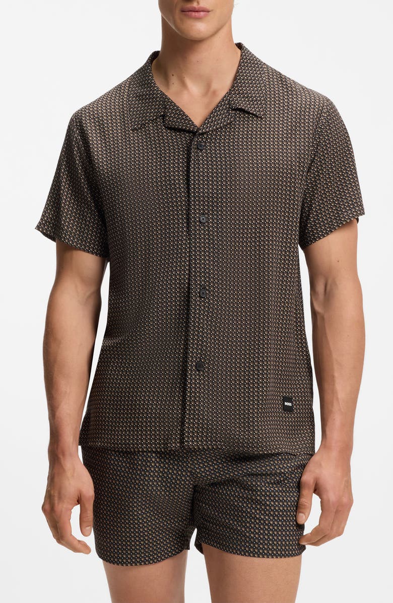 BOSS Beach Print Camp Shirt, Main, color,