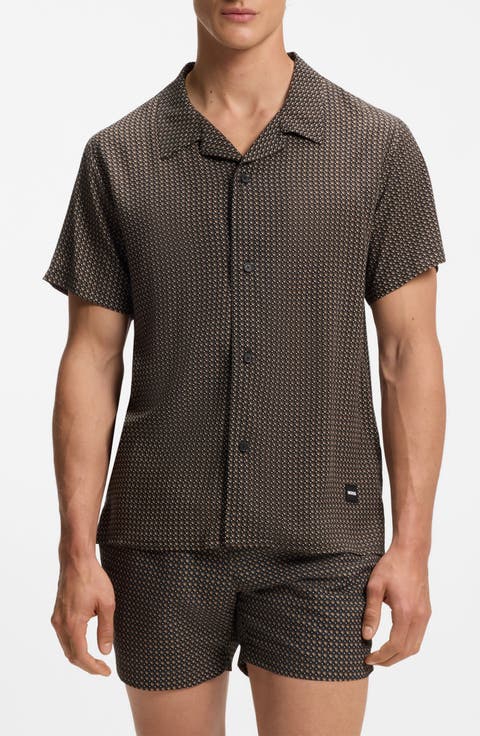 Beach Print Camp Shirt