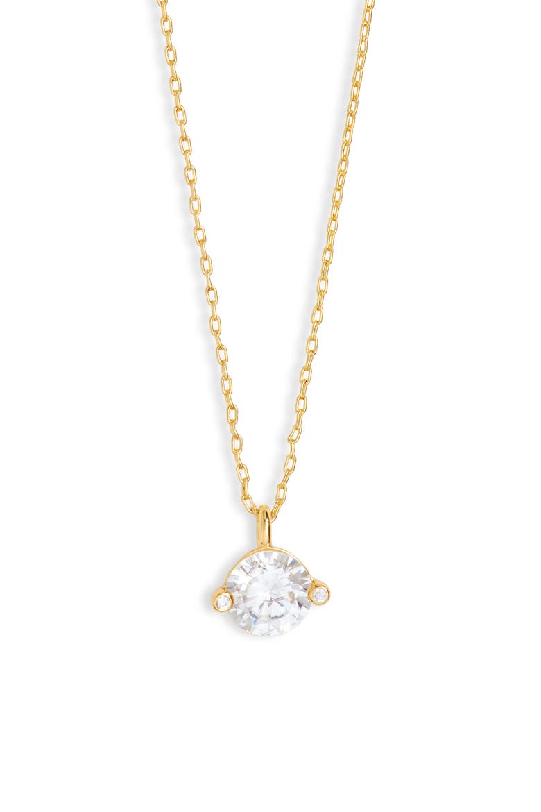 duo prong pendant necklace, Main, color, CLEAR/GOLD