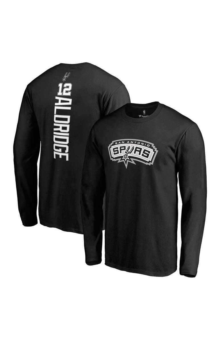 FANATICS Men's Fanatics Branded LaMarcus Aldridge Black San Antonio Spurs Backer Name & Number Long Sleeve T-Shirt, Main, color, 