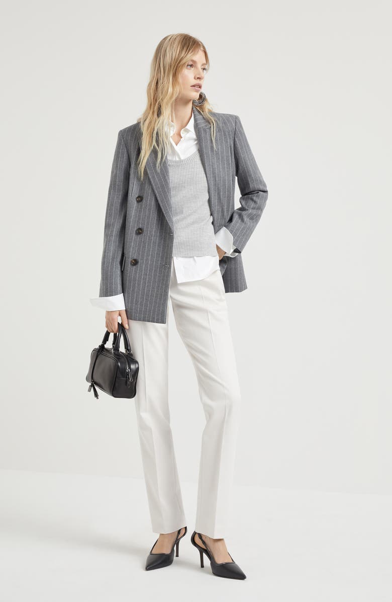 Brunello Cucinelli Moulinè chalk stripe blazer, Alternate, color,