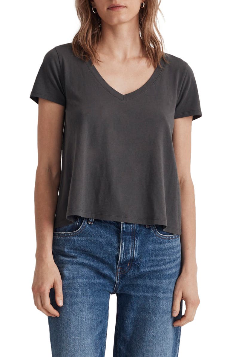 Madewell Softfade Cotton V-Neck Crop T-Shirt, Main, color, 