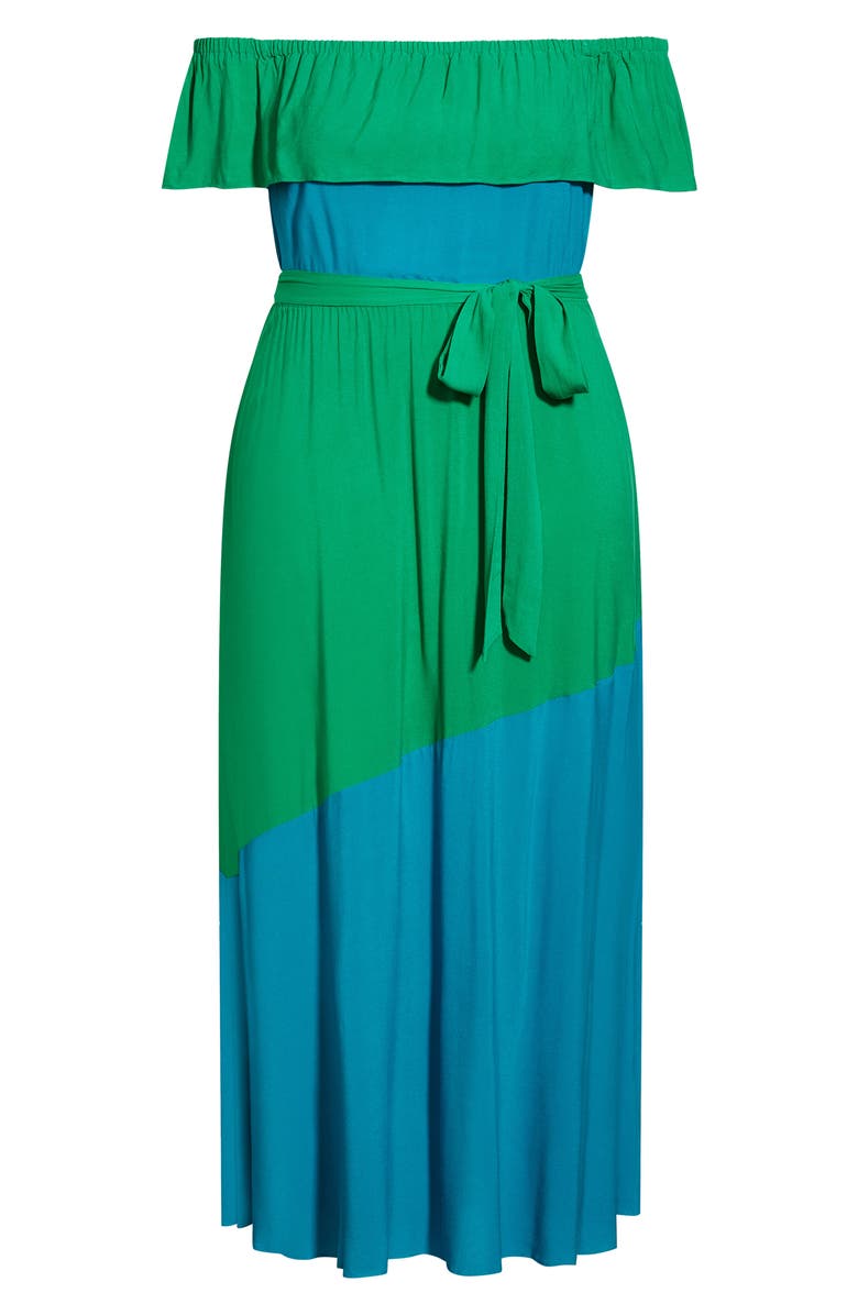 City Chic Colorburst Off the Shoulder Maxi Dress, Alternate, color,