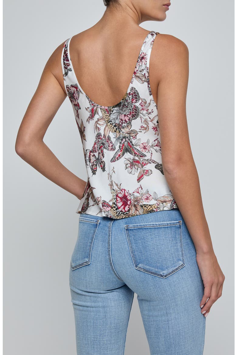 Eddie Bias Cut Satin Tank, Alternate, color, WHITE MULTI