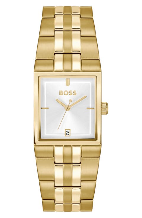 Strivo Goldtone Tank Bracelet Watch, 25.6mm x 28mm