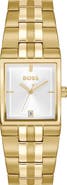 BOSS Strivo Goldtone Tank Bracelet Watch, 25.6mm x 28mm