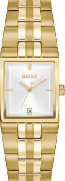 BOSS Strivo Goldtone Tank Bracelet Watch, 25.6mm x 28mm