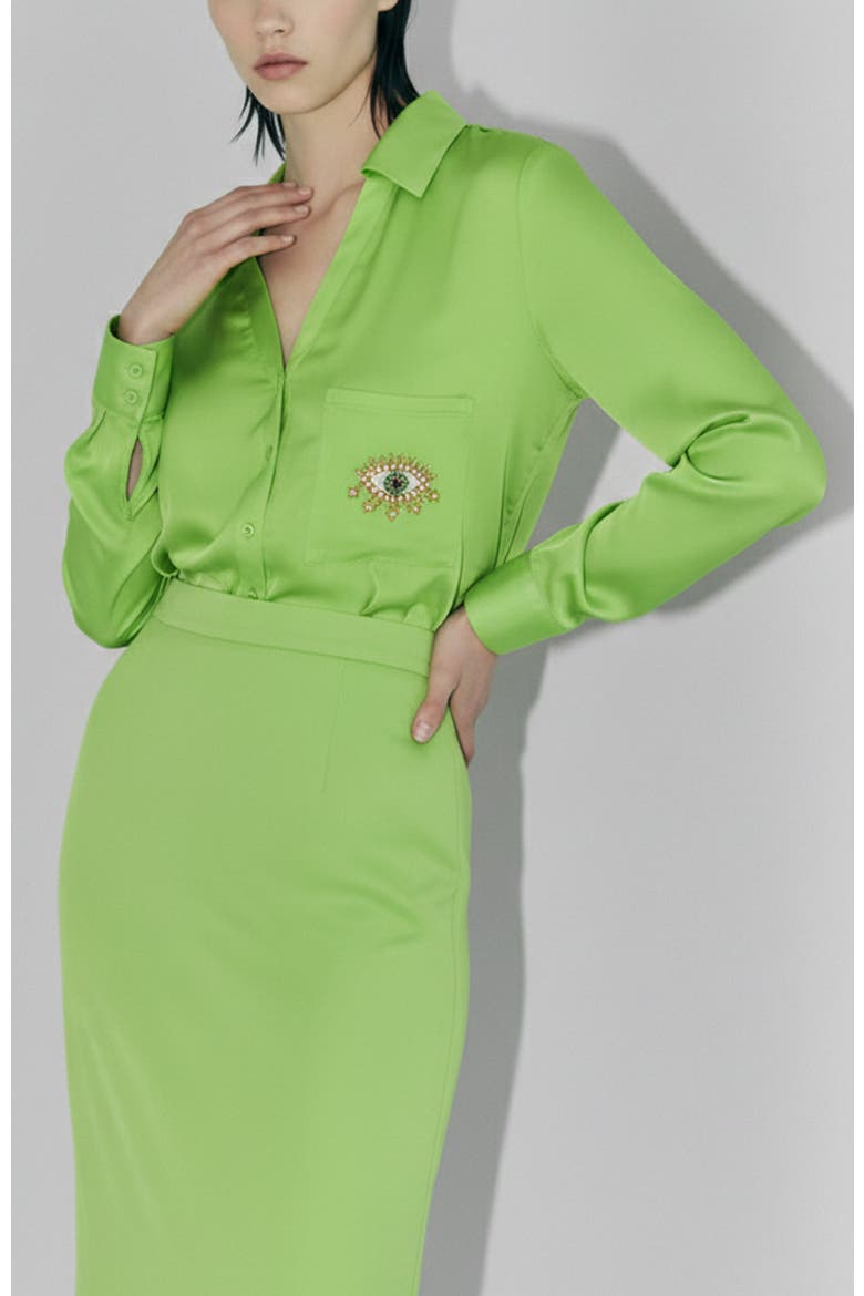 Evil Eye Blouse, Main, color, Paradise Green
