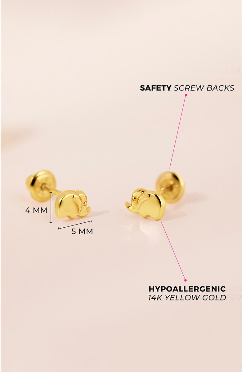 In Season Jewelry 14k Playful Elephant Earrings, Alternate, color, Gold
