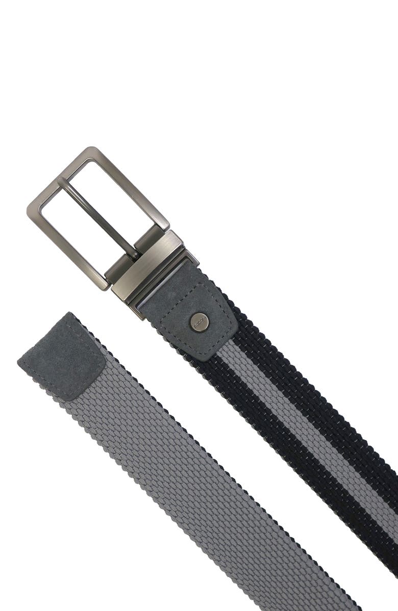 BOCONI Reversible Stretch Woven Belt, Alternate, color, Black/ Grey