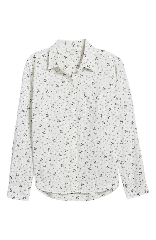 Beachlunchlounge Karolee Heart Print Cotton Button-up Shirt In Jack Of Hearts