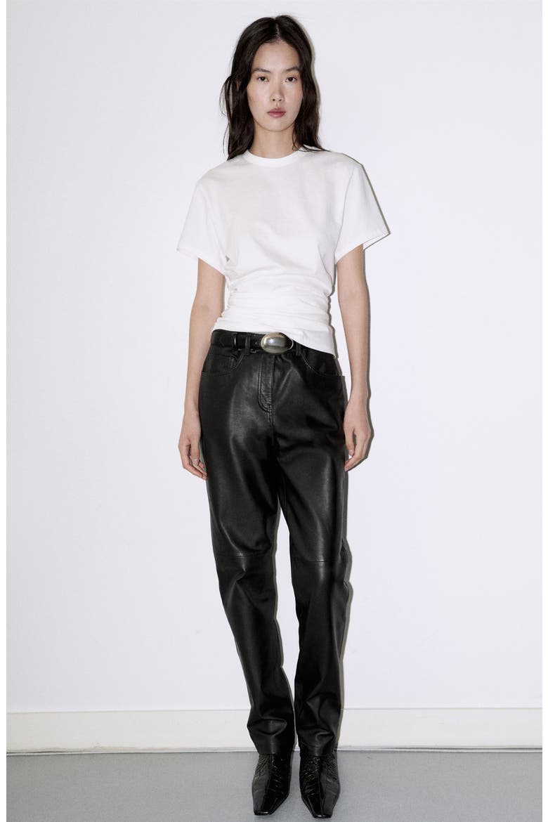 Gathered Cotton T-Shirt, Alternate, color, WHITE