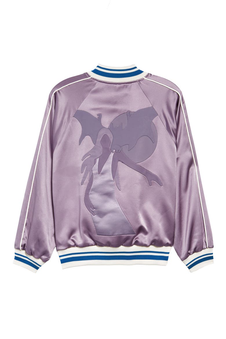 Bat Patch Silk Bomber Jacket, Alternate, color, LAVENDER