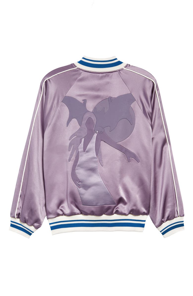 Undercover Bat Patch Silk Bomber Jacket, Alternate, color, 