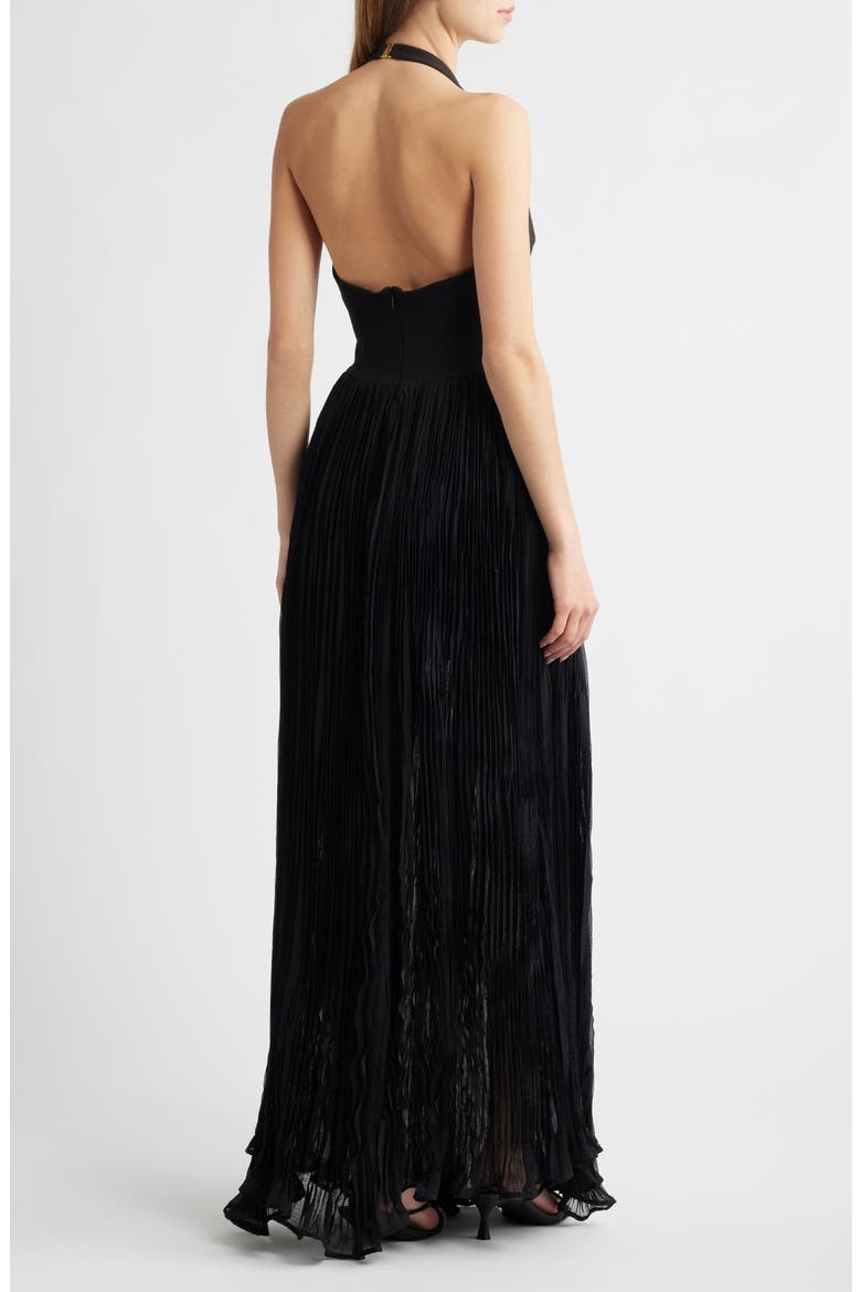 Rowena Halter Dress, Alternate, color, BLACK