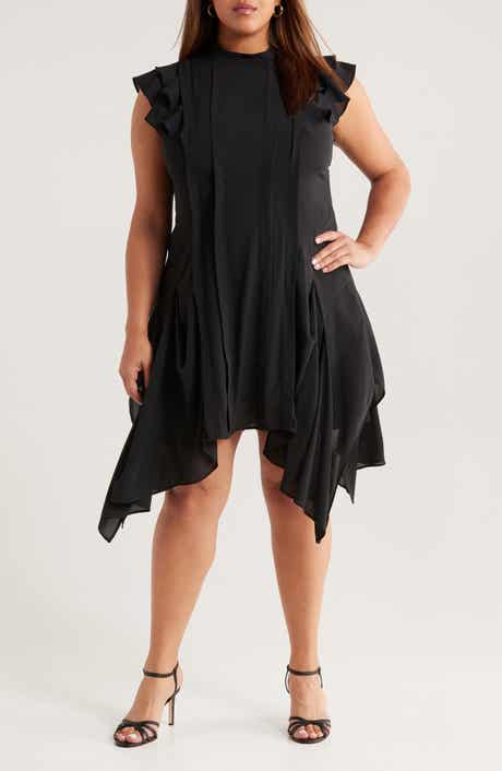 Chelsea28 Pintuck Handkerchief Hem Dress