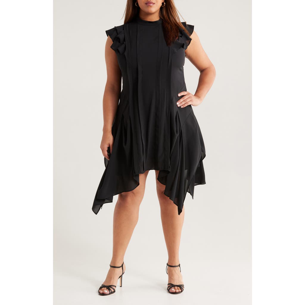 Chelsea28 Pintuck Handkerchief Hem Dress In Black