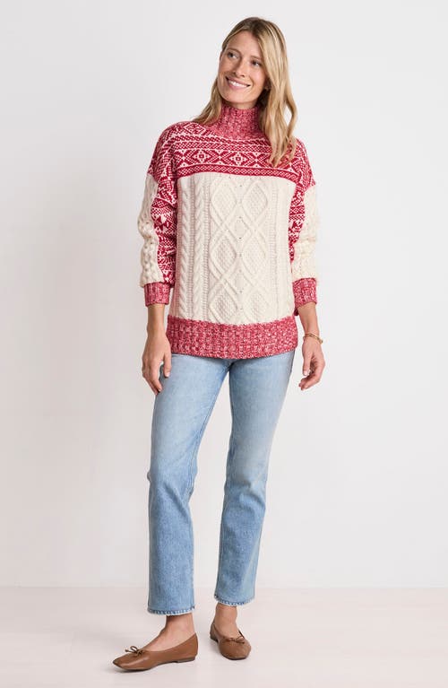 Vineyard Vines Fair Isle Mock Neck Merino Wool & Cashmere Blend Sweater In Red