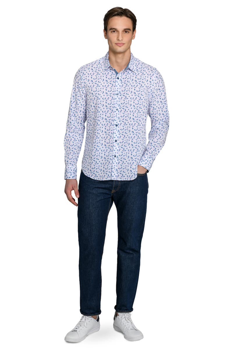 CONSTRUCT Daisy Floral Print Stretch Dress Shirt, Alternate, color, White/ Purple