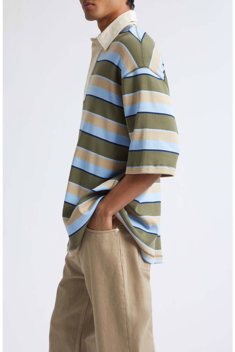 Oversize Stripe Cotton Polo, Alternate, color, BLEUCACH/ KAKI/ TAUPE/ ENCRE