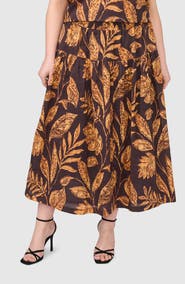 Halogen® Tiered Floral Cotton Maxi Skirt