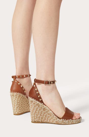 VALENTINO サンダル Rockstud leather wedge espadrilles772009 Valentino Garavani Valentino Rockstud Espadrille Wedge