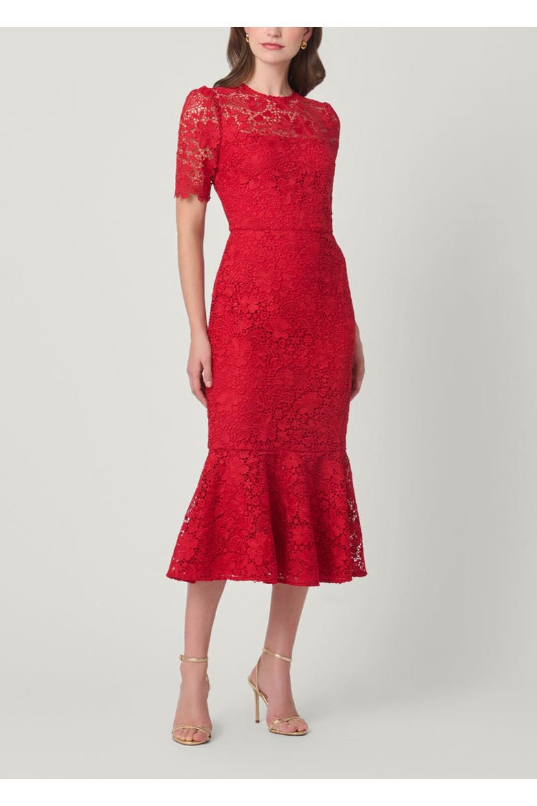 Darcy Savile Row Lace Dress, Main, color, Cherry