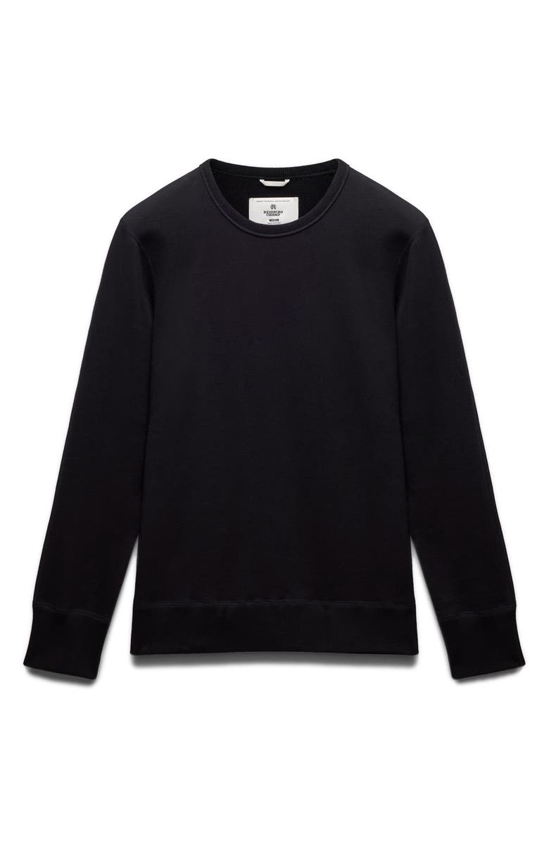 Reigning Champ Midweight Terry Slim Crewneck Sweatshirt, Alternate, color, Black