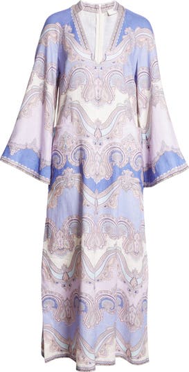 【Zimmermann】Maxine printed cotton-gauze kaftan Zimmermann Maxine Kaftan Midi Dress Cream Black Poster