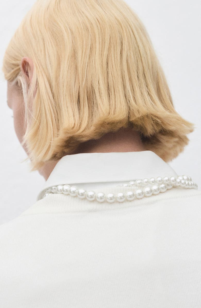 MANGO Faux Pearl Double Strand Necklace, Alternate, color, White