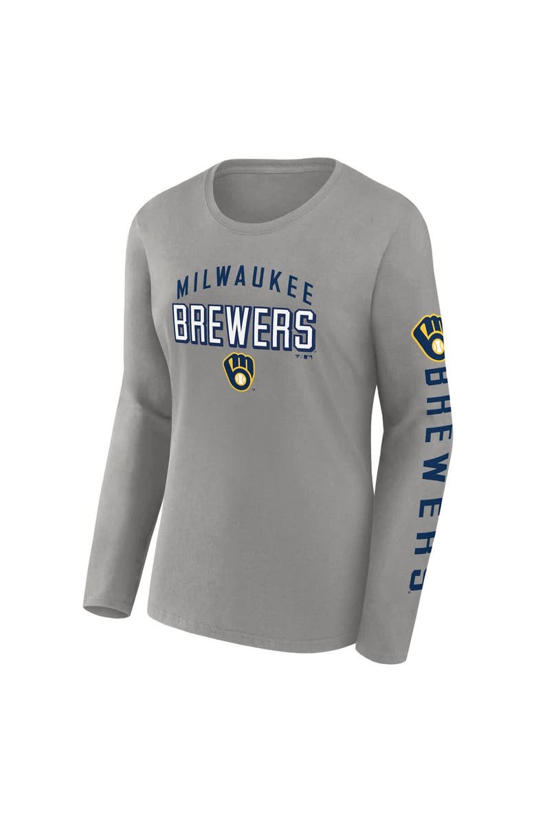 FANATICS Women's Fanatics  Gray Milwaukee Brewers Team Long Sleeve T-Shirt, Alternate, color, 
