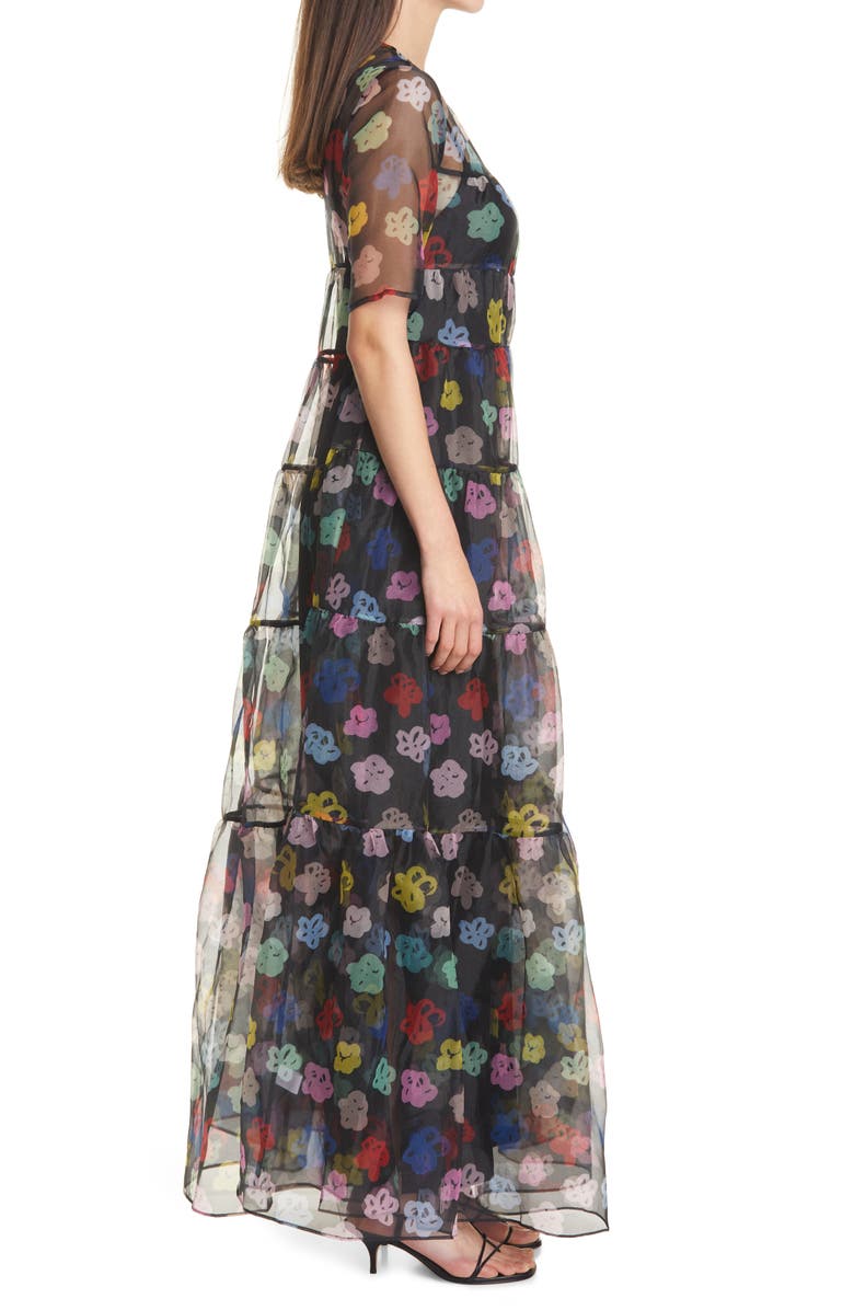 STAUD Hyacinth Crepe Organza Tiered Maxi Dress, Alternate, color, 