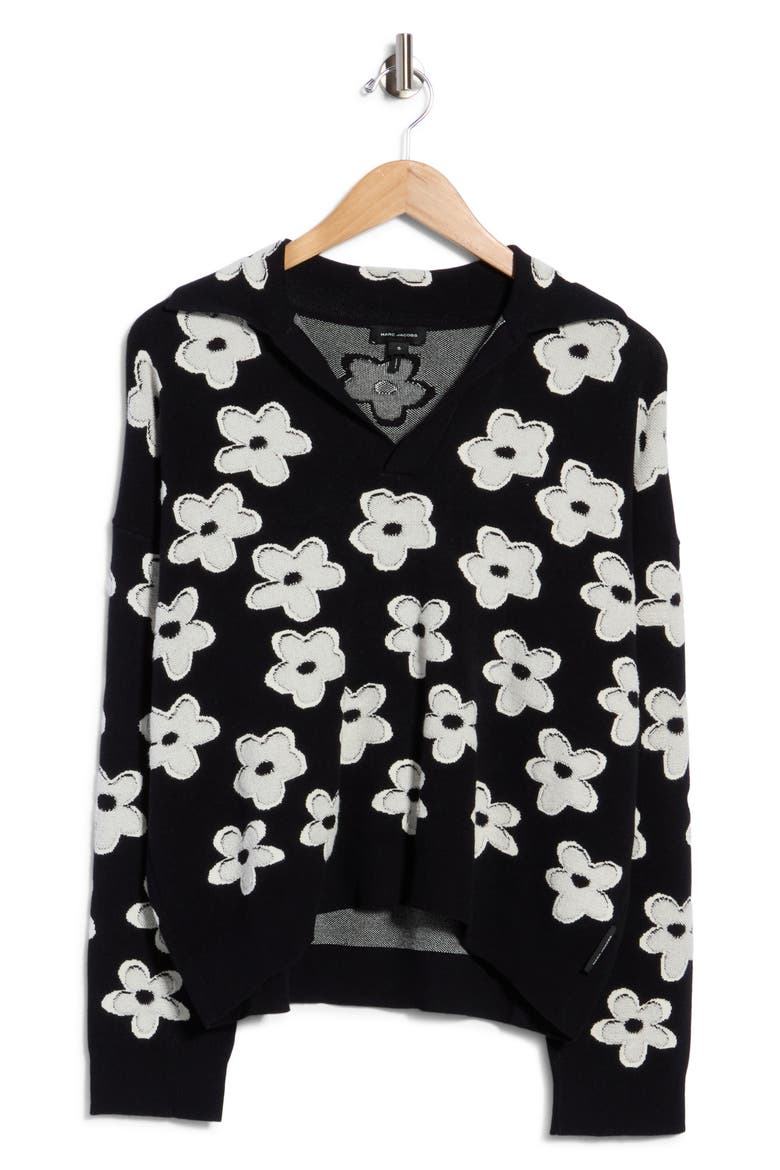 Daisy Jacquard Polo, Main, color, BLACK/WHITE