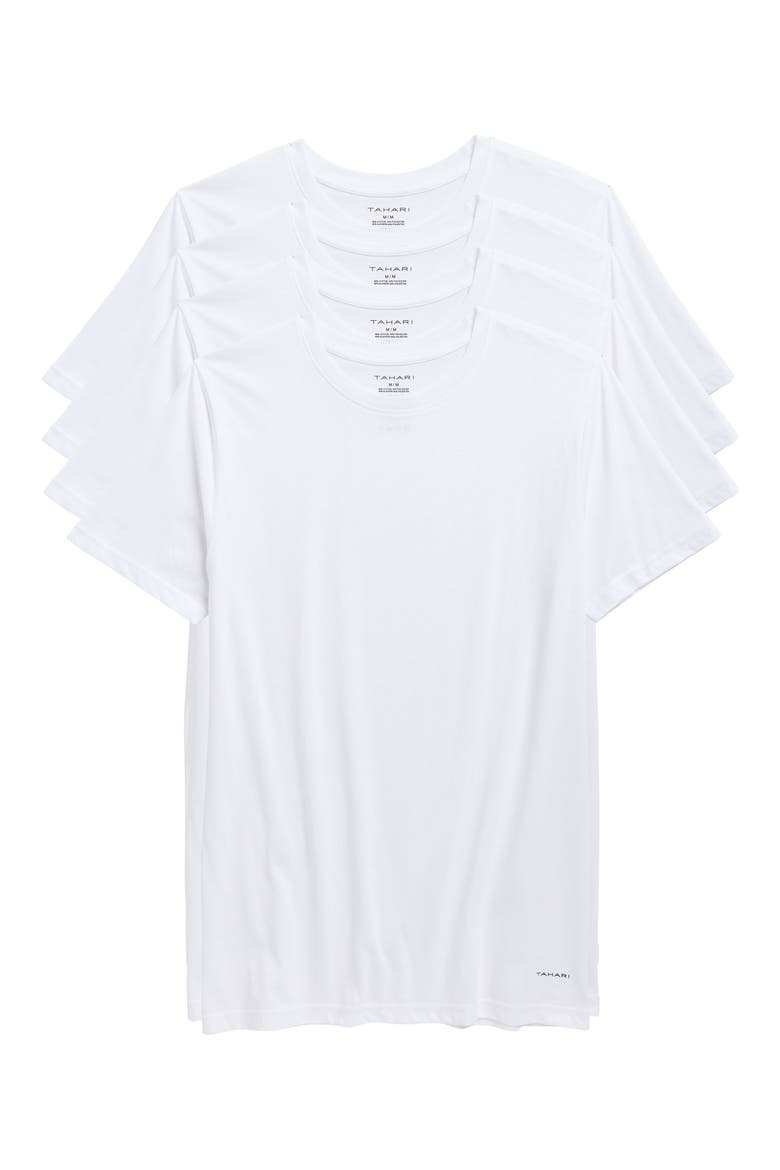 4-Pack Crewneck Undershirts, Main, color, BRIGHT WHI