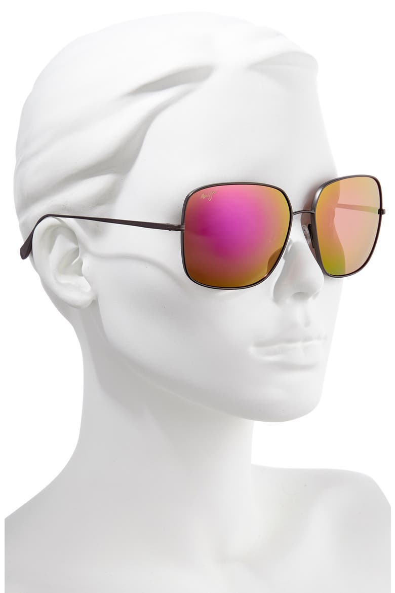 Triton 61mm PolarizedPlus2® Mirrored Square Sunglasses, Alternate, color, SLATE GREY/ MAUI SUNRISE