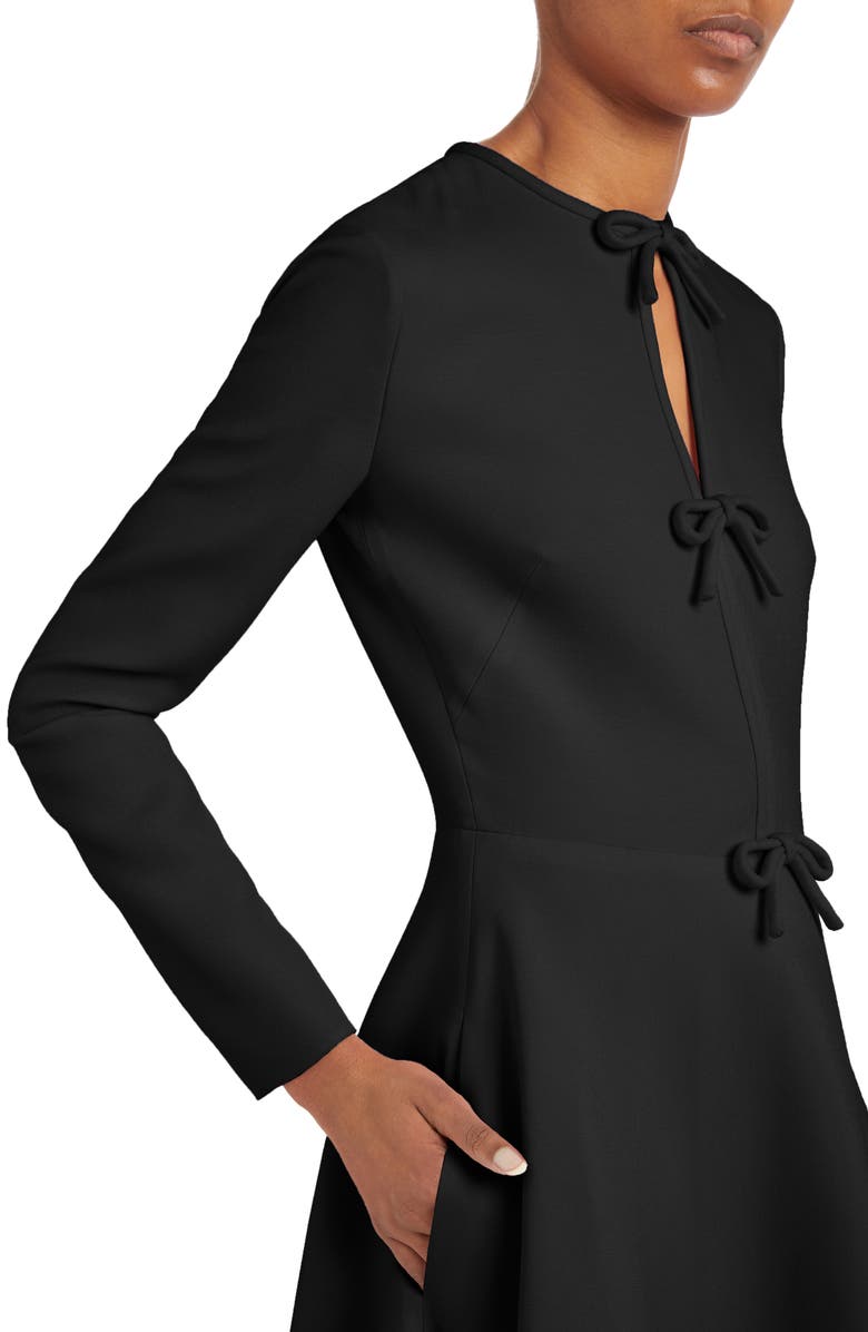 Valentino Garavani Bow Detail Long Sleeve Crepe Couture Midi Dress, Alternate, color, 