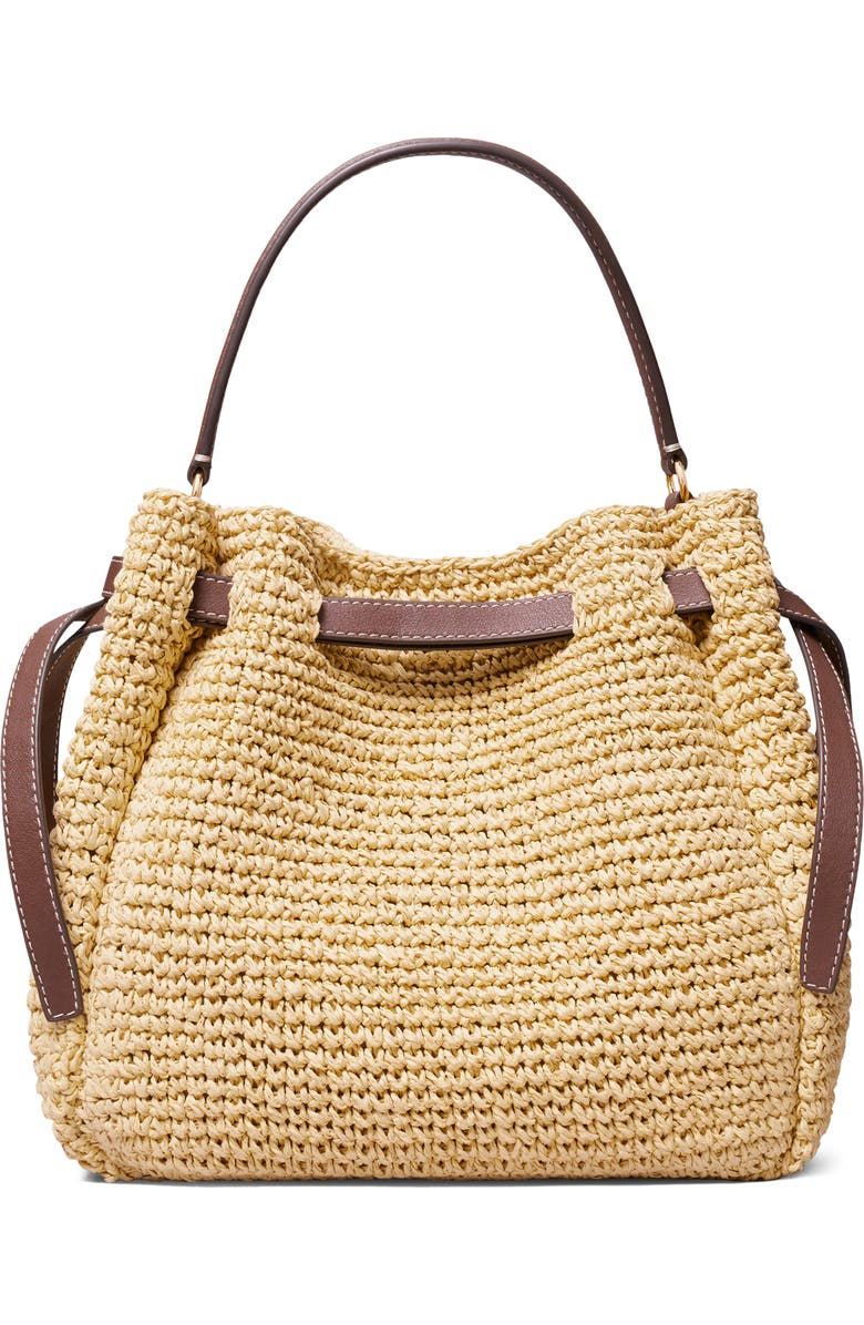 Tory Burch Romy Straw Bucket Bag, Alternate, color, Natural