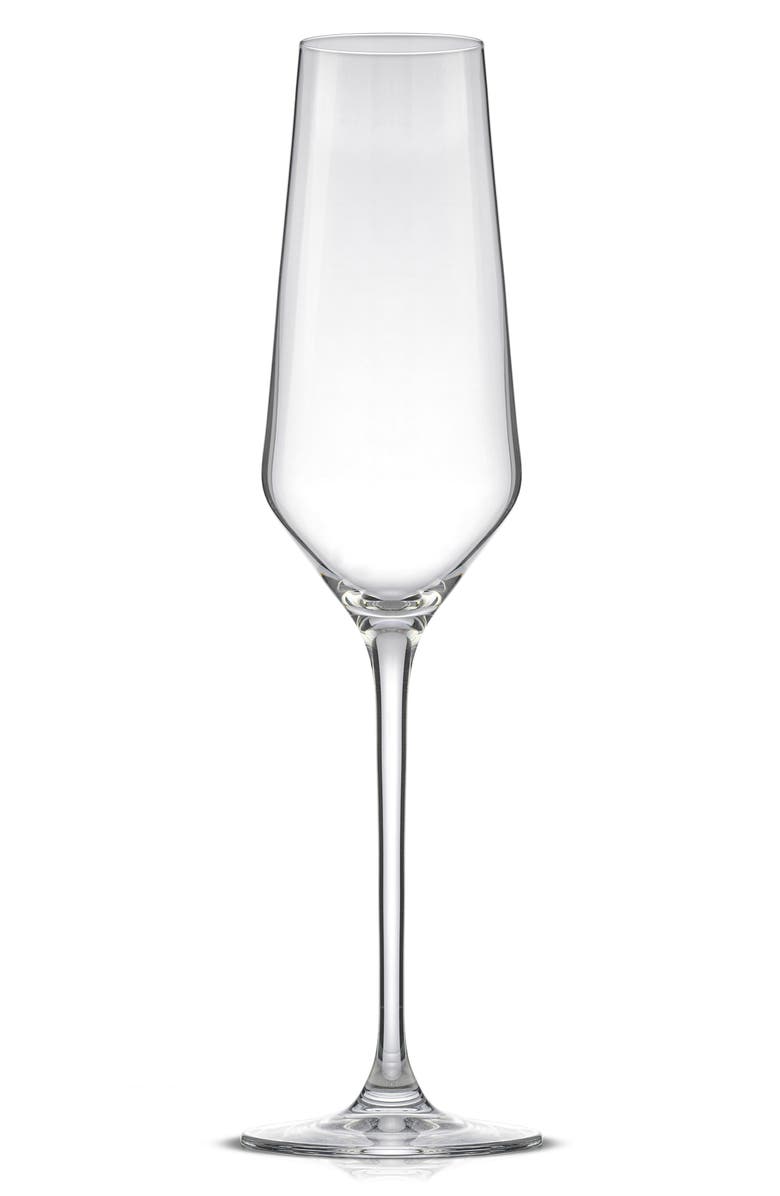 JoyJolt Layla White Set of 4 Stemmed Champagne Glasses, Main, color, Clear