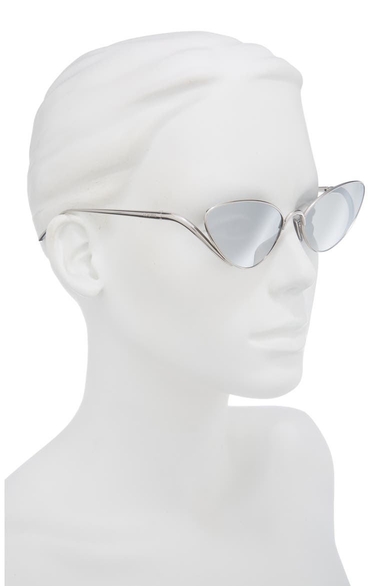 Signature 58mm Cat Eye Sunglasses, Alternate, color, SHINY PALLADIUM / SMOKE MIRROR