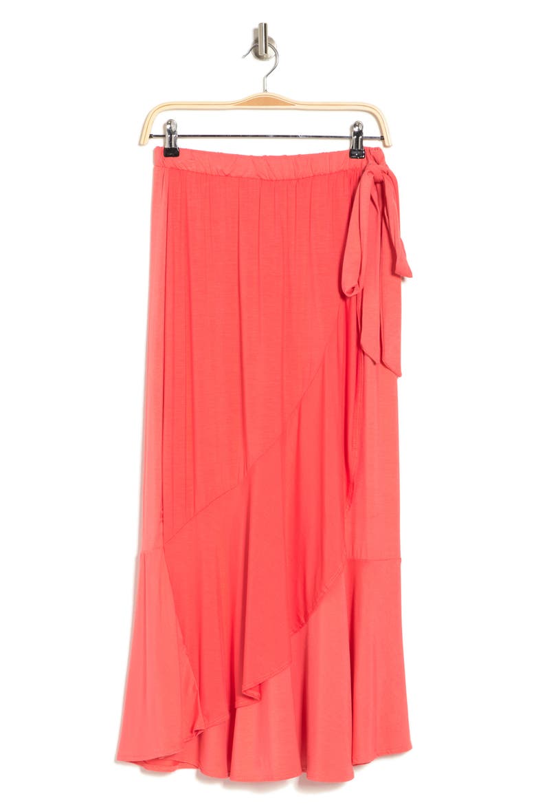 Faux Wrap Midi Skirt, Alternate, color, CRYSTAL ROSE
